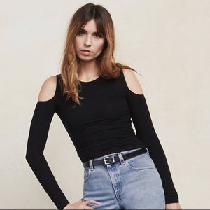 REFORMATION Armada Cold Shoulder Top White Small S